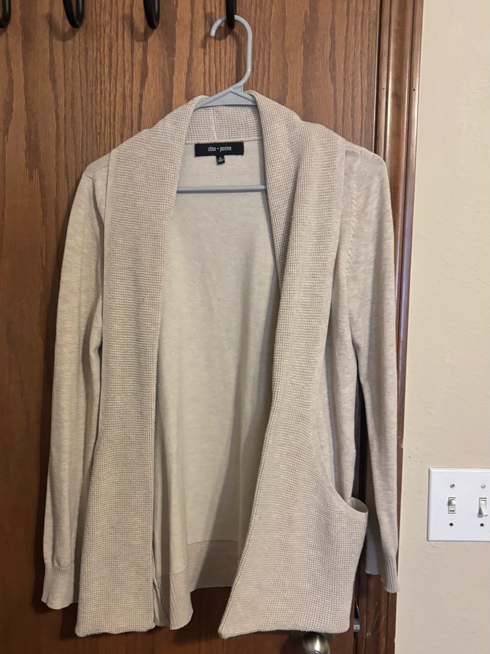 Chelsea & Violet Light Cream Open-Front Knit Cardigan